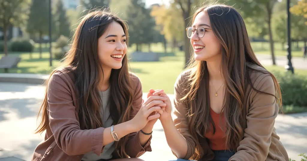 Gen Z friends messaging on phone, National I Care About You Day